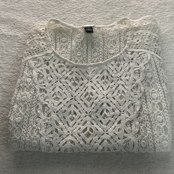 Chico's Tops - Woman’s black label by chicos White Lace Knit Top